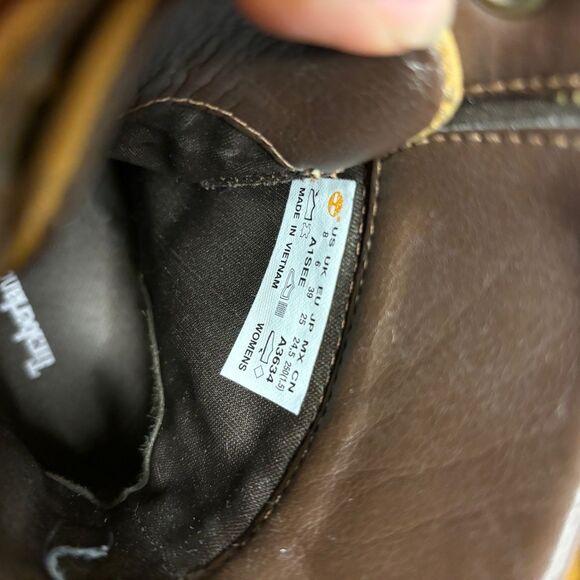 Timberland Ankle Boots Women Size 8 Wheat Tan Chunky Wedge Heel - Picture 8 of 10